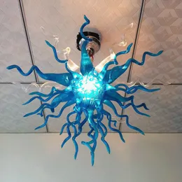 Blue Color Small Lamp Nordic Hand Blown Glass Chandelier for House Decoration Living Room LED Pendant Lamps 24 Inches