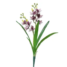 ONE Faux Flowers Short Stem Latex Cymbidiums 23" Length Simulation Cymbidium Faberi Rolfe Green Leaf for Wedding Centerpieces