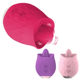 Rose Tongue Licking Vibratori per le donne G-spot Orale Capezzolo Clitoride Stimolatore Masturbatore Orgasmo Giocattoli per adulti Prodotti sexy Negozio