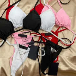 bikini rosa e nero a triangolo set bikini sexy per ragazze costumi da bagno firmati abbigliamento da donna lujo costume da bagno donna senza schienale costume da bagno per l'estate