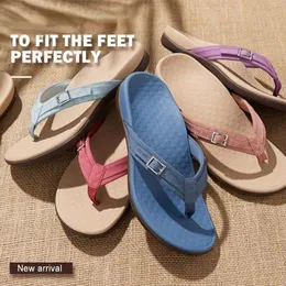 Sandálias ortopédicas de verão para mulheres, chinelos, sapatos casuais femininos, chinelos, para chausson femme, tamanho grande, plana, ao ar livre