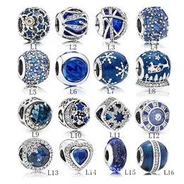 Neues Armband, Halskette, Perlenzubehör, S925-Sterlingsilber-Schmuck, DIY-Perlen mit CZ, passend für Pandora-Ale-Charm für Pandora-Armbänder für Frauen, europäische blaue Farbe