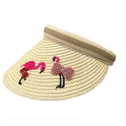 BERETS BOMHCS WOMEN SUMMER EMBROIDERED SUNHATS STRAENT EMPTY TOP BEACH CAP CLIP-ON広いブリムUV保護通気サンバイザーハットベレット