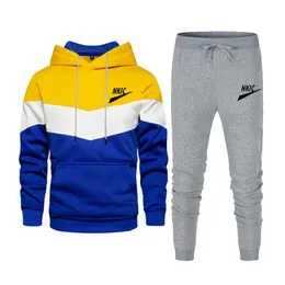 Tracksuit Casual 2 sztuki Zestawy Bluza Z Kapturem + Spodnie dresowe Logo Odzież Odzież męska Ubrania Jogger Sport Suit Plus Size S-3XL