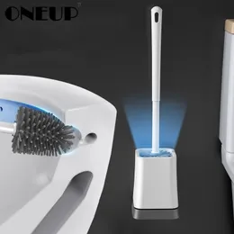OneUp TPR Bush Brush e Suports Limpador Conjunto de sílica Gel para Ferramenta de Limpeza do Banheiro Acessórios WC Y200320