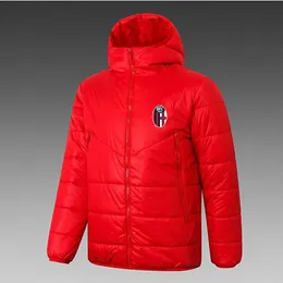 21-22 Bologna F.C. 1909 Men's Down hoodie jacket winter leisure sport coat full zipper sports Outdoor Warm Sweatshirt LOGO Custom