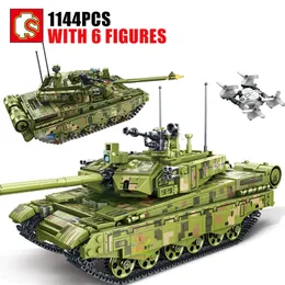 Sembo arma militar 99a Modelo de tanque Bloco de construção de meninos Segunda Guerra Mundial Soldados Educacionais DIY Figuras Brinquedos Brinquedos Para Crianças 220715