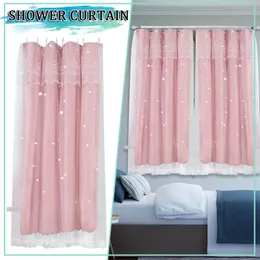 Cortinas cortinas espessadas de cor sólida de camada de sol com pano de sol pendurado com fio de pomscurtain pomscurtain do chuveiro branco