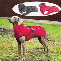 Hund utomhusjacka vattentäta kläder väst vinter varma bomullskläder för stora mitten av labrador röd svart LJ201006