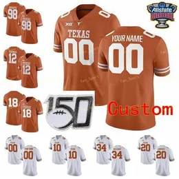 Nik1 NCAA College Jerseys Texas Longhorns 12 Earl Thomas III 15 Marcus Washington 16 Jake Smith 17 Cameron Dicker Custom Football Stitched