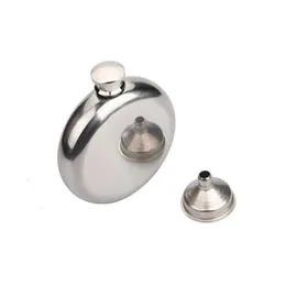 Mirror Mens Portable Stainless Round Flagon Hip Flasks With Small Funnel Wine Pot Water Bottle Travel Outdoor Drinkware