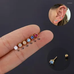 Stud 1 Paar Edelstahl Piercing Eearing Für Frauen Trend Schmuck Mini Frühling Farbe Zirkon Ohrring Bolzen Mädchen GiftStud Moni22