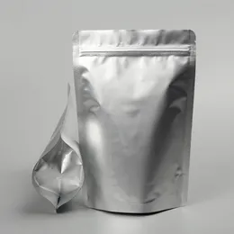 50 st Tjock stående aluminiumfolie Blixtlåspåse Återförslutningsbar mat Fuktsäker Kaffebönor Te Nötter Salt Kött Värmeförseglingspresenter Dragkedja Förvaringspåsar