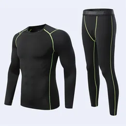 Vuxen barn herr sport löpning set compression t shirt byxor hud tight långa ärmar fitness mma träningskläder gym kostym lj201125