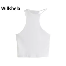Willshela Crop Top Women Asymmetric Fashion Design Casual Chic Lady Y2K Toppar Kvinna Sexig Sommar 220318