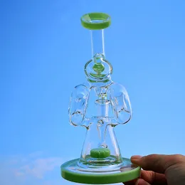 Hookahs de 7 polegadas 14 fêmeas de óleo da articulação fêmea DAB RECYCLER BONGS DE VIDRO DE VIDRO DE DONUTRES PIPES DE ÁGUA PERC SIDECAR 4MM SFERCENDIÇÃO