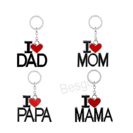 English Letter Keychain I Love Dad Mom Keyring Family Keychains Pendant Fathers Mother'S Day Gift Metal Papa Mama Key Chain BH6785 TYJ