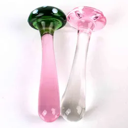 14cm Mushroom Glass Dildos For Anal Plug Women Men 18 Couples Tools Butt Plugs Dilator Sex Toys Adult Games Erotic Products Shop Y220427
