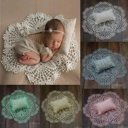 Blankets & Swaddling Born Pography Props Blanket And Pillow Kit Hollow Out Lace Flower Carpet For Baby Po Shooting Background Decor