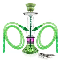 REANICE 11" Small Green Thick Glass Vase Hookah Set with Everything Portable Handmade Modern Shisha Accessories Kit