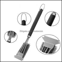 Bbq Grill Cleaning Brush Long Handle Spring Barbecue Wire With Scraper Mtifunctional Stainless Steel Tool By Sea Drop Delivery 2021 Brushes