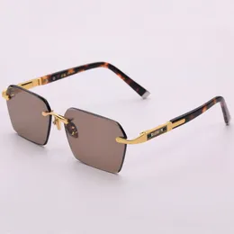 Sunglasses Glass Rimless Man Woman Natural Crystal Stone Lens Hexagon Sun Glasses Anti Eye Dry Scratch UV400 Goggles