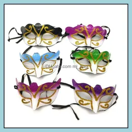 Party Masks Festive Supplies Home Garden Wholesale Feather Mask Masquerade Halloween Carnival Dress Costume Lady Gifts Drop Delivery 2021