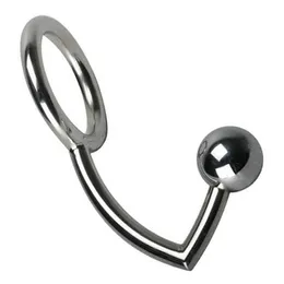 Male Stainless Steel Anal Hook Anus Plug Butt Ball With Penis Ring Chastity Devices Adult Bondage Bdsm sexy Toy 3 Size