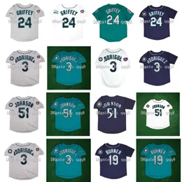 Na85 1997 Retro Seattle 24 Ken Griffey Jr. Jersey 51 Randy Johnson 3 Alex Rodriguez 11 Edgar Martinez 35 Rickey Henderson 19 Jay Buhner Vintage