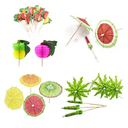 Coconut Tree Watermelon Paper guarda -chuva Parasols Drink Fruit Picks Bolo Topper Festa de aniversário DIY suprimentos para casa