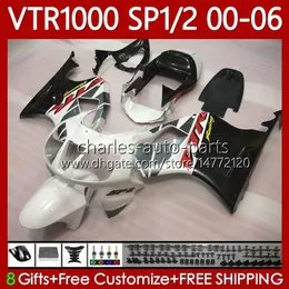 Fairings Kit For HONDA VTR1000 RC51 2000 2001 2002 2003 White black 2004 2005 2006 Body 123No.104 RTV1000 VTR 1000 SP1 SP2 2000-2006 VTR-1000 00 01 02 03 04 05 06 Bodywork