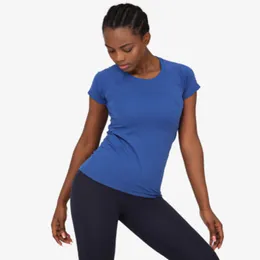 Align LU-07 2024 delle nuove donne Yoga manica corta tinta unita nudo sportivo modellatura vita stretta fitness allentato jogging abbigliamento sportivo donna di alta qualità