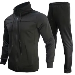 2022 Latest Mens Tracksuits Hooded Zip Jacket Athleisure Pants Jogger Two Piece Set Hoodie Elastic Pants Patchwork Jackets Design Running Fitness Suit