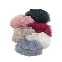 Mode Girls Tutu Fluffy Skirt Princess Ballett Dans Mesh Autumn Baby Elastic Waist Cake Ball Kappa 220326