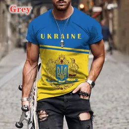 2022 T-shirt moda uomo Ucraina Bandiera Abbigliamento oversize Manica corta Top Stampa 3D Camicia casual per uomo Abbigliamento sportivo anime 006