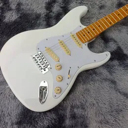 2022 New Custom 70's Jimi Hendrixホワイトセントエレクトリックギターメープルネックフィンガーボードドットインレイ特別な刻まれたネックプレート