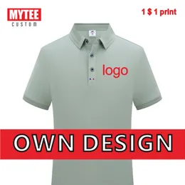 Mytee Summer Men's Lapel Polo Shirt Custom Business Fashion Breseable Solid Color Tシャツ刺繍プリントDIY 220608