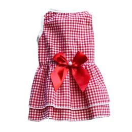 Dog Apparel Chihuahua Dress Plaid Skirt Summer Cat Pet Clothes Autumn Bow Supplies Knot Spring Wedding Stripes ClothesDog