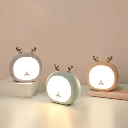 Cute Night Light Deer Bunny Nursery Light for Kids Baby Rechargeable Touch Control 3 Brightness Adjustable Table Bedside Lamp