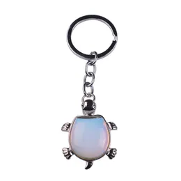 Keychains Crystal Keyrings Opal Stone Tortoise Pendant Trendy Keyring Keychain for Car Purse Bag Buckle Key Holder Chains