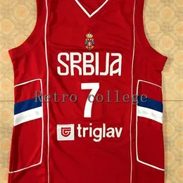 XFLSP 7 Богдан Богдановическую команду Сербия Баскетбол Джерси сшитые обычай любые номера и название майки