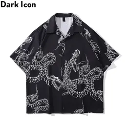 Ícone escuro do esqueleto dragão dos homens da camisa de verão Material fino homem polo s 220728