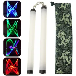 Färgglad LED-lampa Ljus Nunchakus Nunchucks Glödande Stick Träning Träning Prestanda Kampsport Kong Fu Barn Leksakspresenter Stage305I