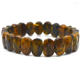 Beaded Strands Natural Stone Yellow Peter Pietersite Bracelets Bangels Elastic Cord Femme Facted Fashion Bracelet For Women Inte22