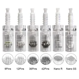 50 pièces Nano cartouche d'aiguille à baïonnette ronde 9/12/36/rond nano/carré nano électrique Auto Microneedle Derma stylo pour méso