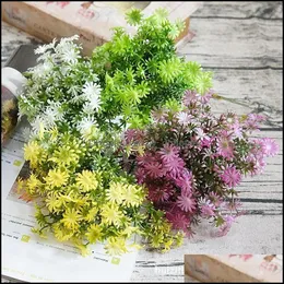 Dekorativa blommor kransar festliga fest levererar hem trädgård 1 st mimosa stargräs konstgjord blommor gren el dekoration blommig arrangemang