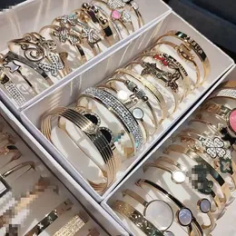 Titanstål Armband Blandade modeller Grossist Designer Armband Kvinnor Hypoallergena Ej blekande Fashion Diamond Armband