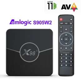 X98 Plus Amlogic S905W2 TV Box Android 11 4G 64GB دعم H.265 AV1 WIFI BT5.0 Media Player X98MINI 4GB 32GB تعيين مربع أعلى