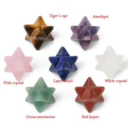 Dekorativa föremål Figurer 3st Natural Smelting Crystals Merkabah Pendulum Crystal Stones Merkaba Stars Pendant Jewelry Necklace Healin