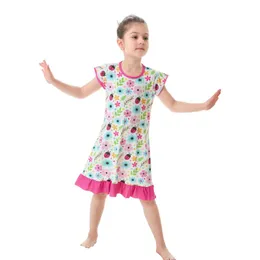 Tjejklänningar Baby Girls Dress 3d Cartoon Print Kids Princess Kostymer Sommarfödelsedagsfest Casual Toddler Pajamas Barn Vestidos